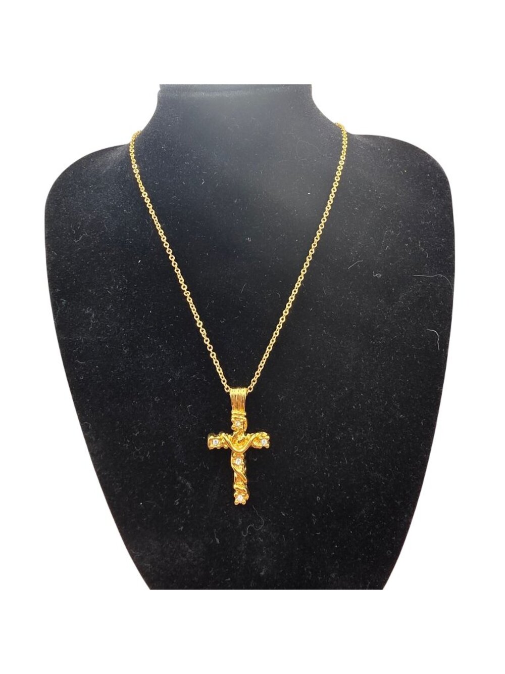 Premier Designs Gold Tone Cross Pendant Necklace 17" Christian Faith Religious S